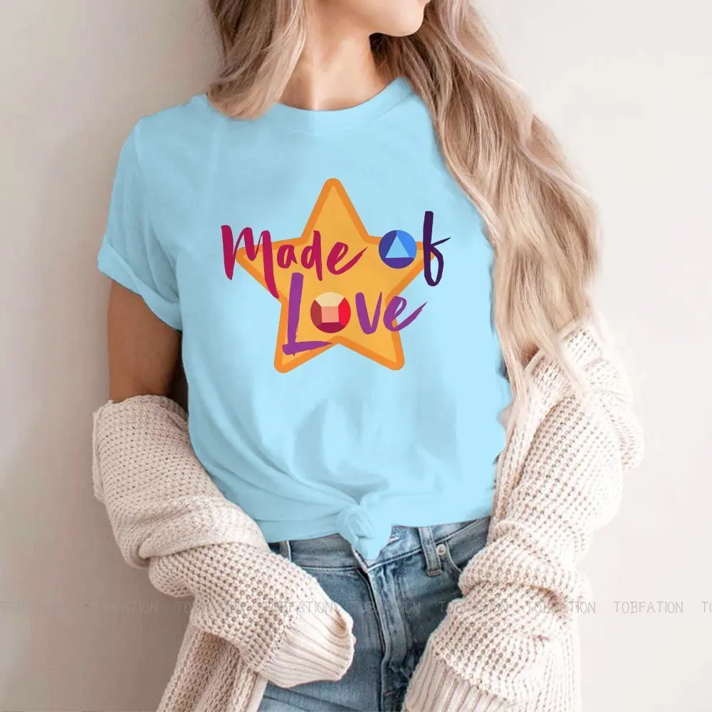 

Made of Love O Neck TShirt Steven Universe Animation Science Fiction Fabric Basic T Shirt Woman Clothes Individuality Fluffy