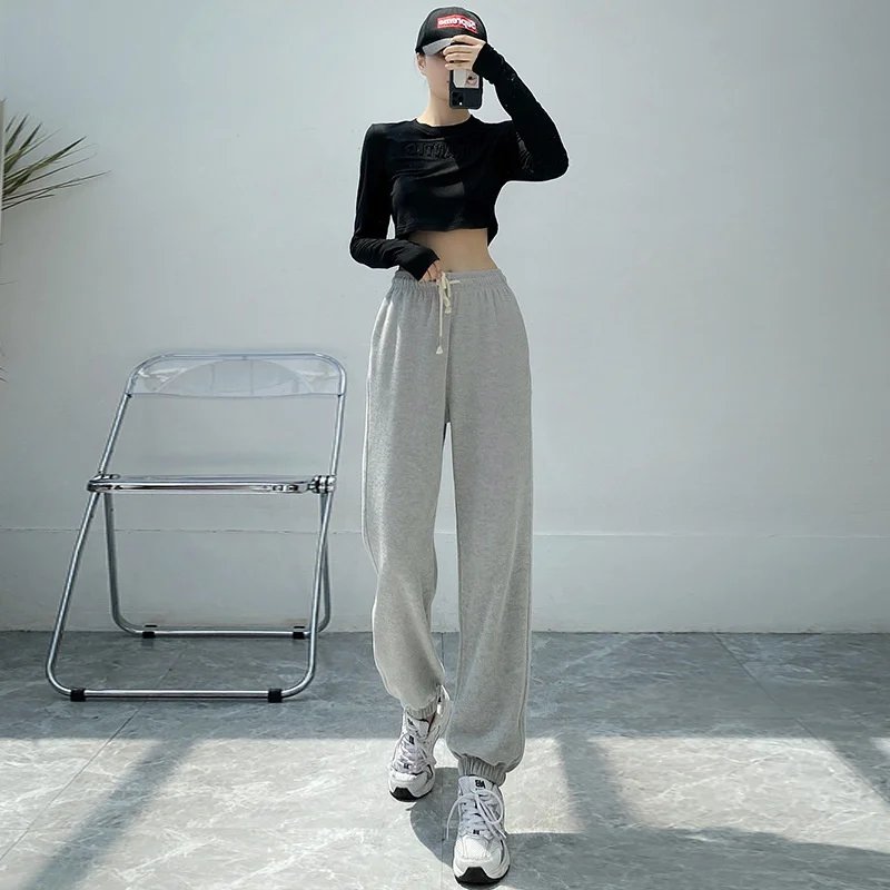

Gray Sports Pants Female Spring and Autumn Loose Casual Sweatpants Ins Trendy Summer Thin Harem 20210 New Style Ankle-Tied