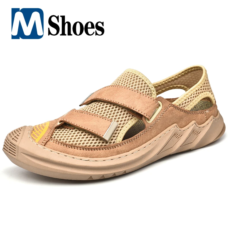 

Сандалии мужские сетчатые для пляжа, удобные босоножки, дышащие уличные кроссовки, повседневная обувь для плетения, гладиаторы, лето