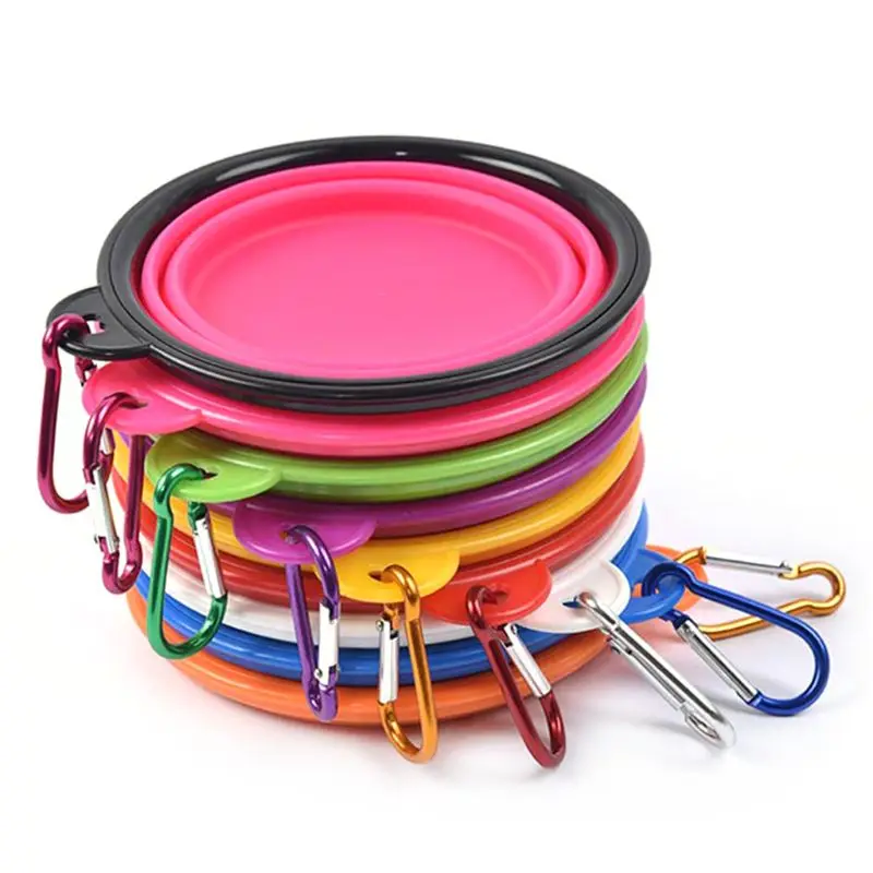 

4 Pcs Travel Foldable Bowl Dog with Buckle Safe Non-toxic Silicone Dog Dispenser