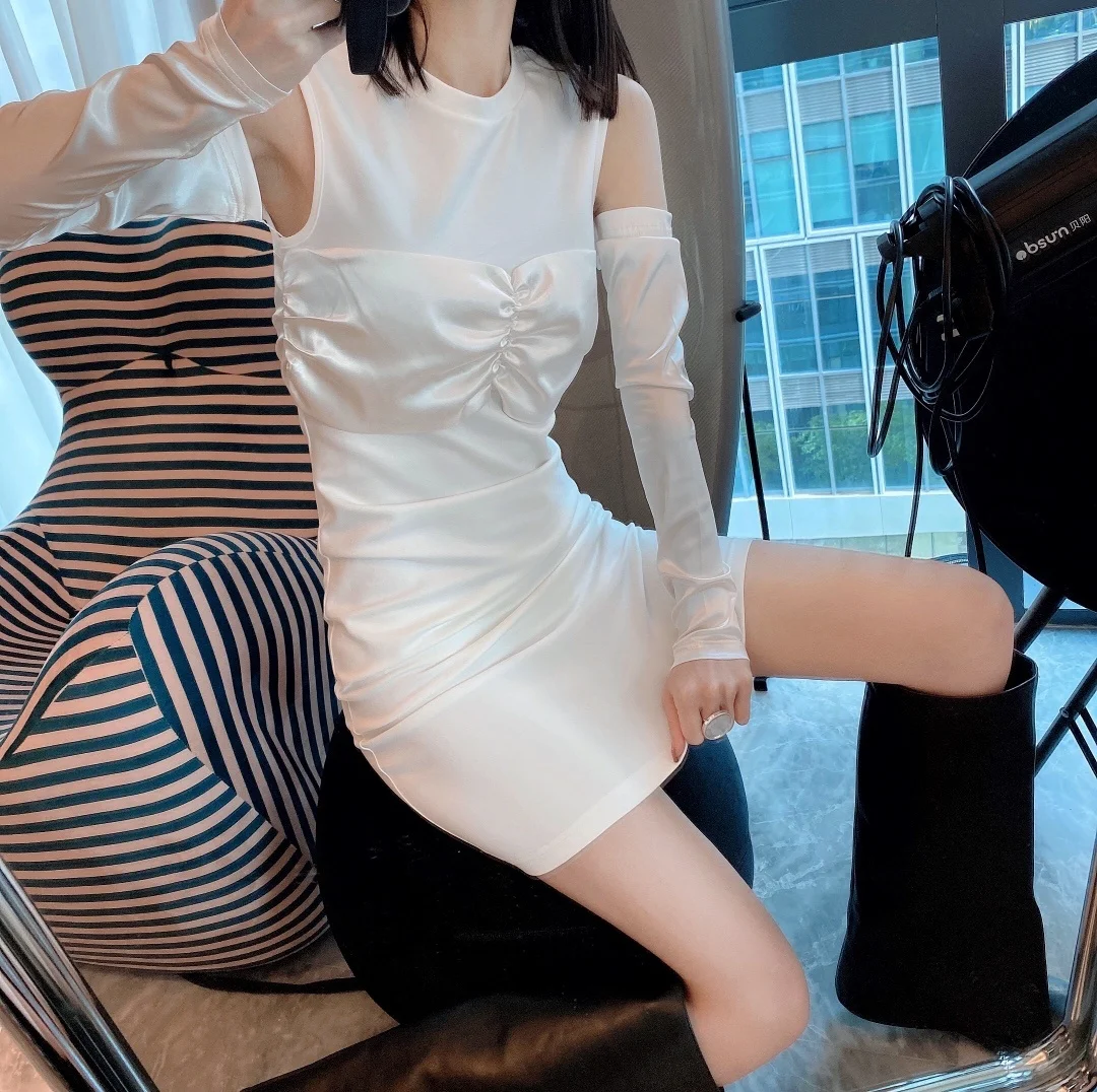 

Новинка 2021SS пикантное женское лоскутное платье с открытыми плечами и длинным рукавом для дам Ddxgz2 5,29