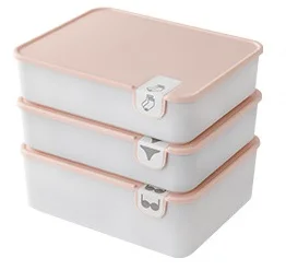 3pcs Pink Штабелируемый многослойный нижнее белье креативный ящик для хранения домашнего шкафа ящика шкафа Органайзер кейс носки трусики бюстгальтер для хранения дома - Цвет: 3pcs Pink