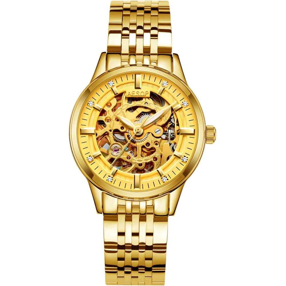 Часы Relojes Mujer AESOP Skeleton Tourbillon женские Автоматические Механические сапфировые