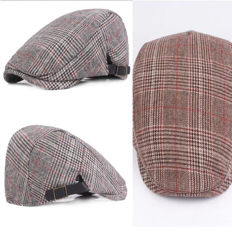 Кепка-бини в клетку для мужчин и женщин регулируемая шапка стиле газетчика