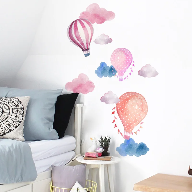 

Cartoon hot air balloon cloud wall sticker for kids rooms decoration mural bedroom home decor decals nursery stickers wallpaper