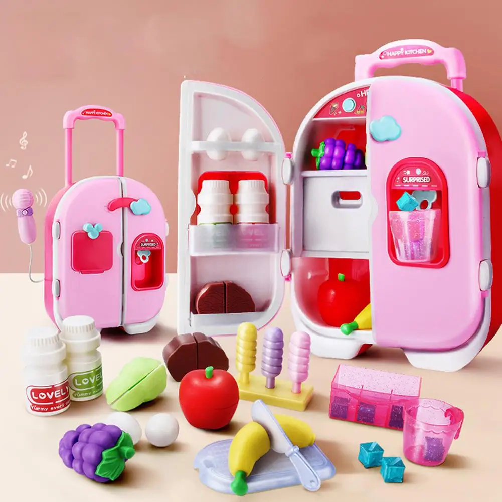 

Детская головоломка имитация игрушечного дома приборы кухонная утварь фрукты Электрический музыкальный холодильник