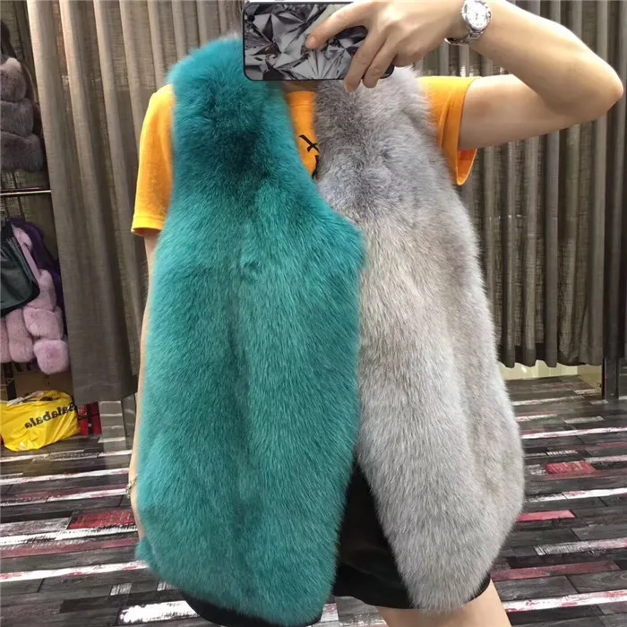 Winterjas dames натуральный Полный Пелт Настоящий Лисий Мех жилет костюм воротник женский натуральный Лисий жилет Зимний Средний Waiscoat