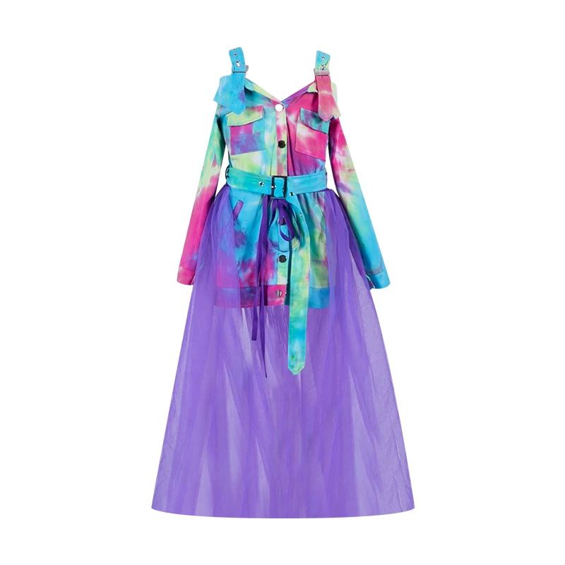 

2021 Model Catwalk Stage Costumes For Girls Long Sleeve Jazz Dance Dress Kids Hip Hop Dancewear Modern Street Dance Clothing