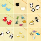 Значки с эмалью для женщин, 2-5 шт.компл., в виде панды, лисы, брошки в виде динозавров