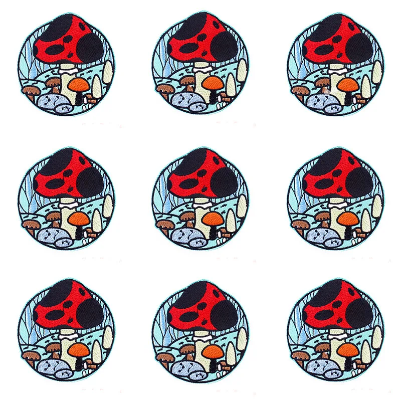 

Cute Mushroom Embroidery Patches for Clothing Thermoadhesive Stickers Badges Iron On Patch DIY Applique Clothes Stripes Decort