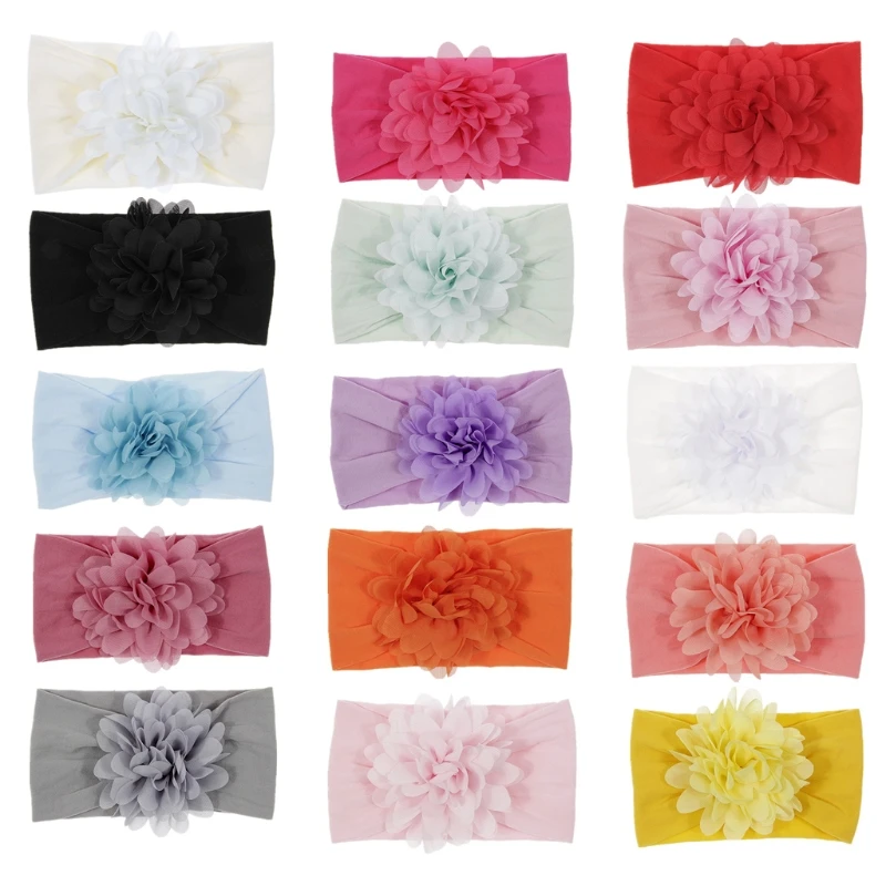 

67JC Baby Big Flower Headband Elastic Hair Band Children Girls Soft Hairband Headdress for Newborn Infant