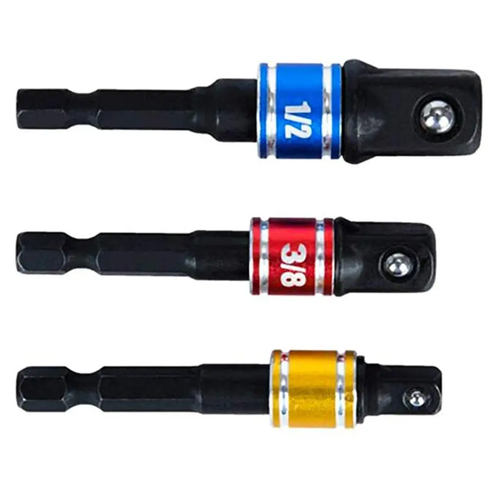 3 шт. гнездо адаптера с Алюминий кольцо 1/2 3/8 1/4 дюймов Мощность Драйвер адаптер