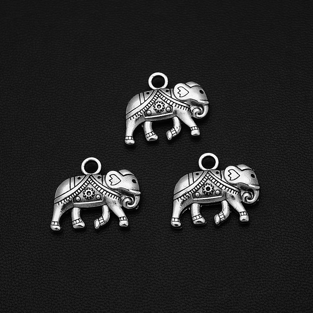 

5pcs/Lots 20x18mm Antique Silver Plated Elephant Charm Animals Pendants For Diy Jewellery Making Bulk Items Crafts Hqd Wholesale
