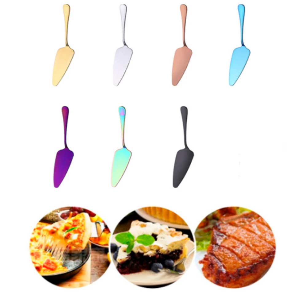 

7 Colors Stainless Steel Cake Pizza Shovel Knife Butter Knife For Pie/Pizza/Cheese Dessert Cutlery Bake ware Cake Spatula Tool