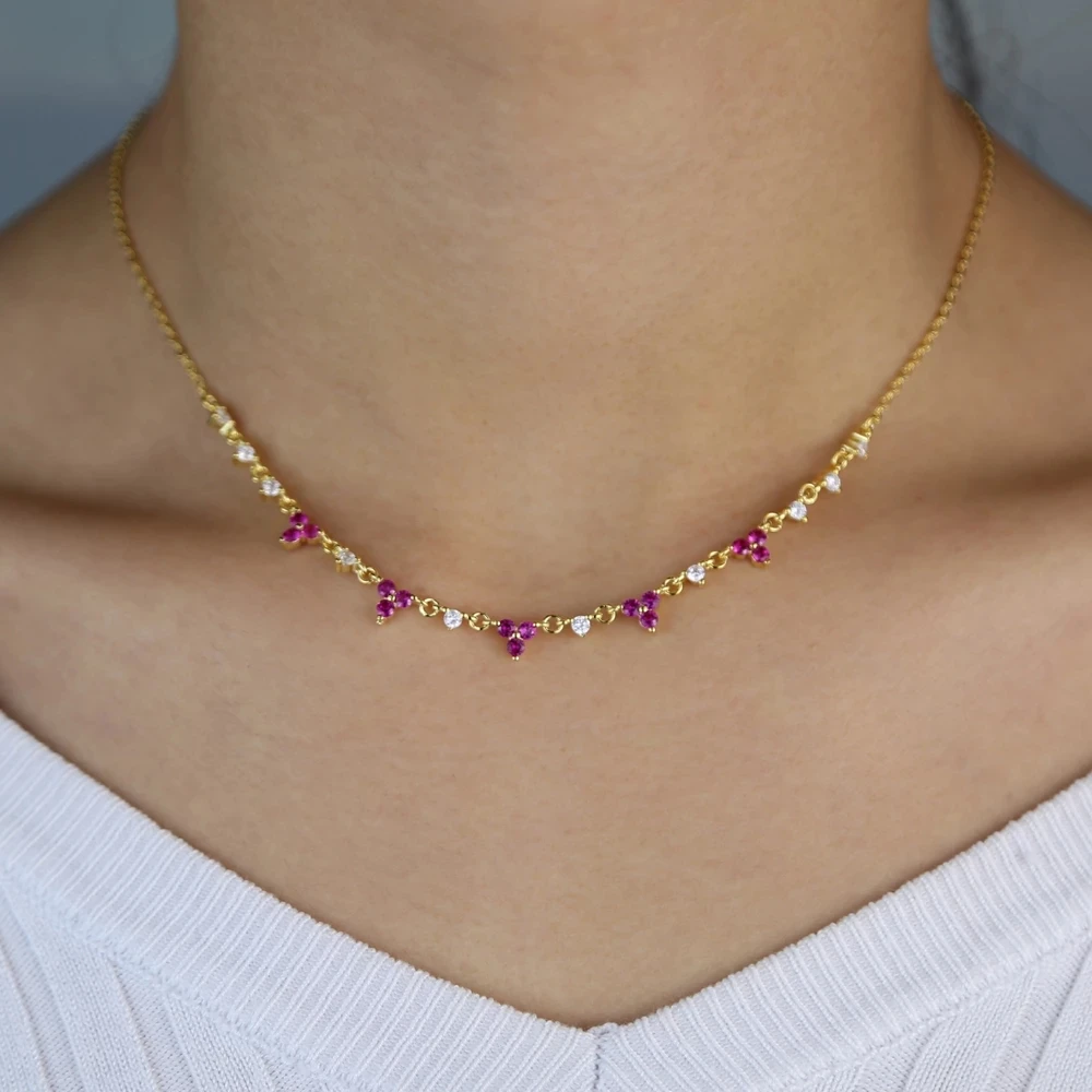 Минималистичный короткий женский чокер 2021 микро паве красный синий зеленый