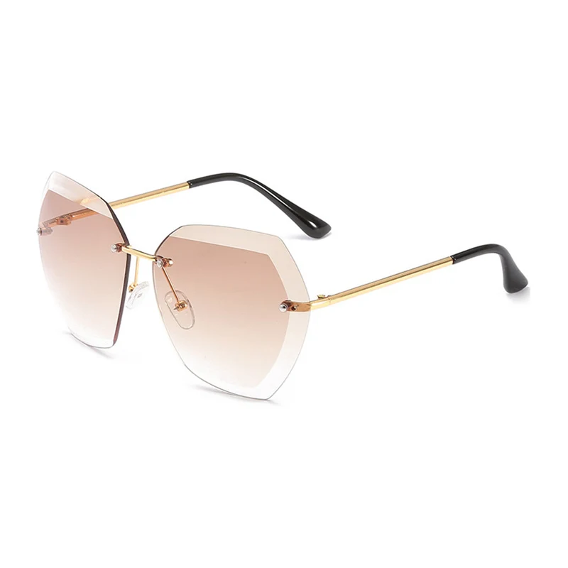 Женские большие очки без оправы SHAUNA классические розовые с градиентными