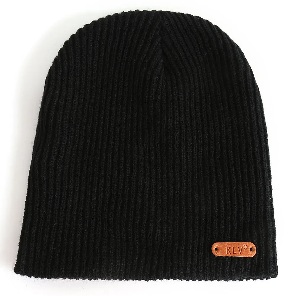 

Unisex Hats Knitted KLV Tags Cap Women Beaines For Winter Breathable Men Gorras Simple Hats Warm Solid Casual LadIes Beanies