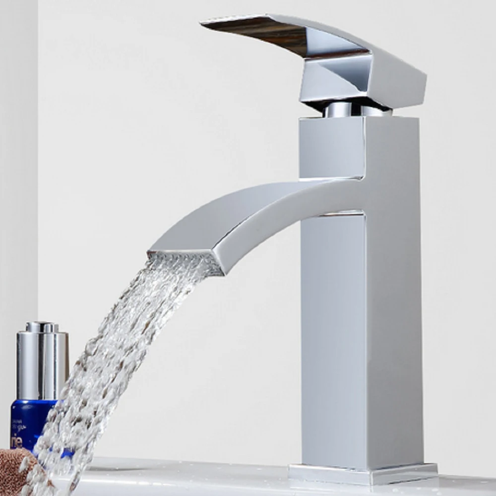 Brass Bathroom Faucet Wide Waterfall Single Handle Hole Cold Hot Water Mixer Tap Basin Sink Torneira | Обустройство дома