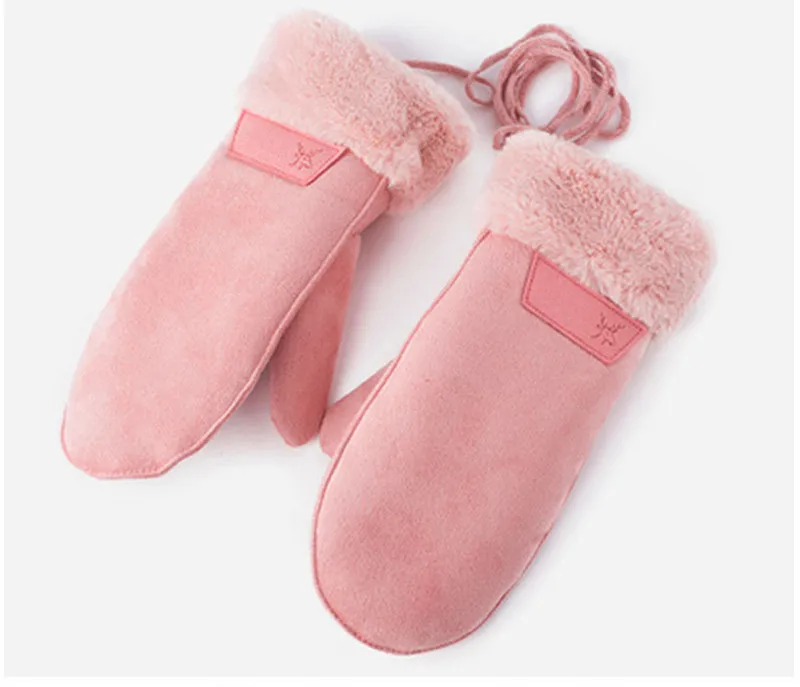 

1Pair New Design Solid Color Winter Gloves For Women Ladies Girls Thick Warm Outdoor Gloves Mittens Female Plus Velvet Mittens