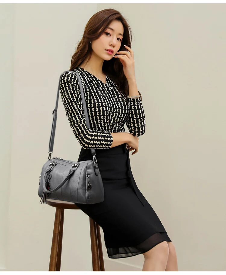 Сумка-тоут женская из натуральной кожи с кисточкой 2020 |