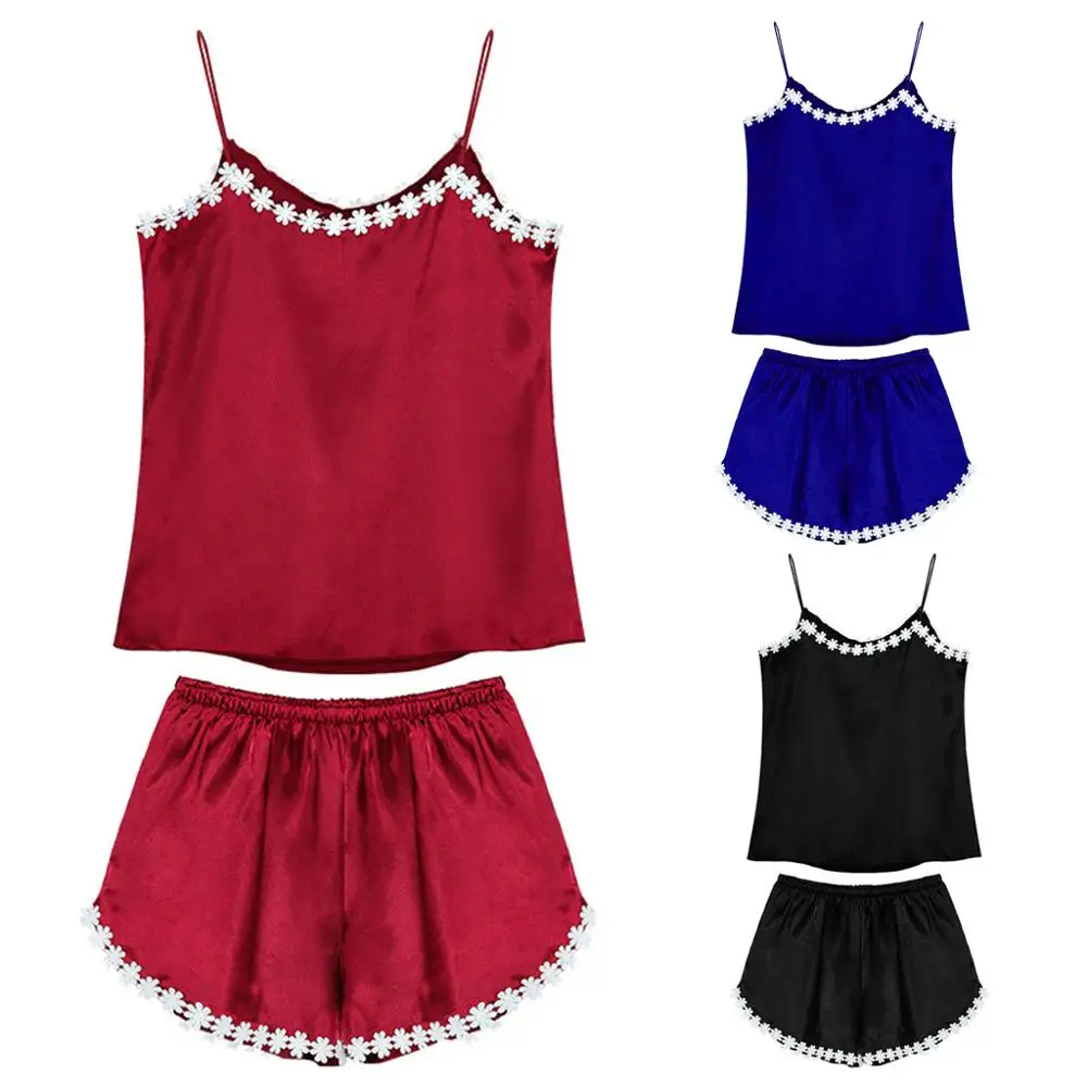 Женское кружевное белье KLV черное/темно красное из искусственного шелка с