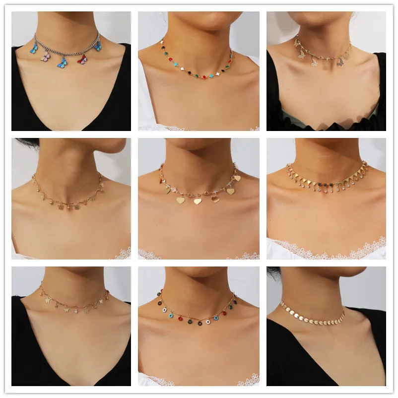 Ожерелье Find Me женское короткое креативное колье с бабочкой сердцем и кисточкой