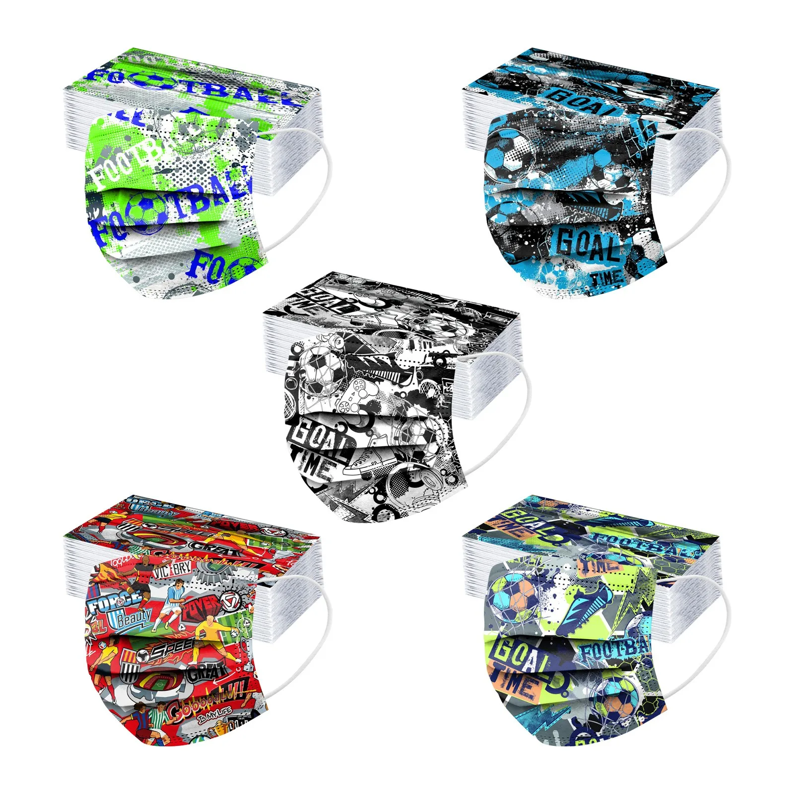 Маски детские одноразовые трехслойные из нетканого материала с рисунком