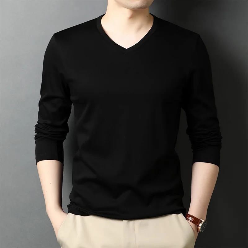 

2021 new Spring and autumn men V-neck long-sleeved t shirt 210306-138