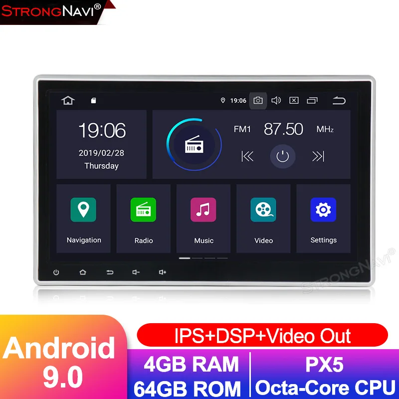 Ips DSP 1din 4 + 64G Android 9 0 автомобильный мультимедийный плеер стерео радио для 10 1 дюймов