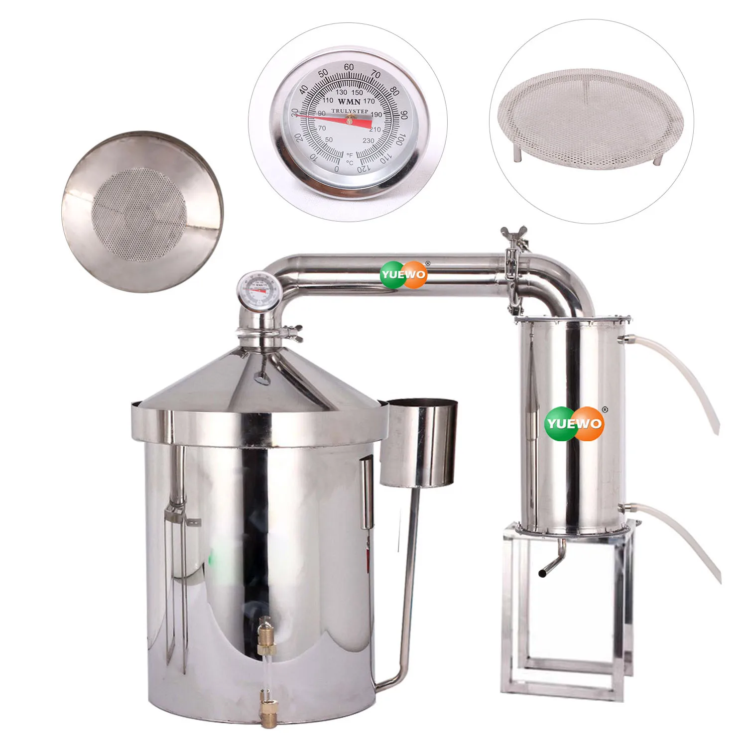 

120 L Liters 30 Gal Home Distiller Moonshine Still Wine Whisky Alcohol Oil Water Boiler Stainless Steel & Thumper Keg Brew Kit