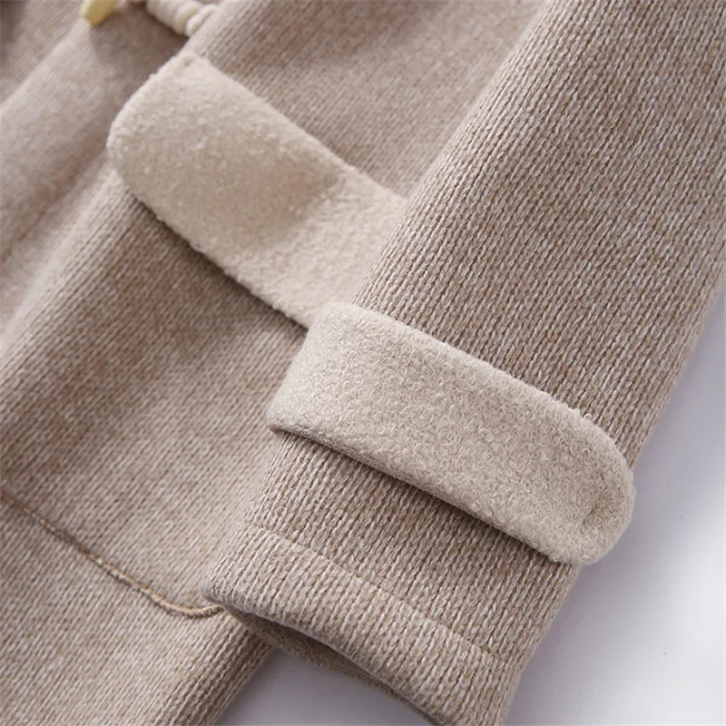

Quality Fashionable Horn Buckle Lapel Casual Solid Color Loose Stitching Woolen Mid-length Style2020 Women's Knitted JacketB075