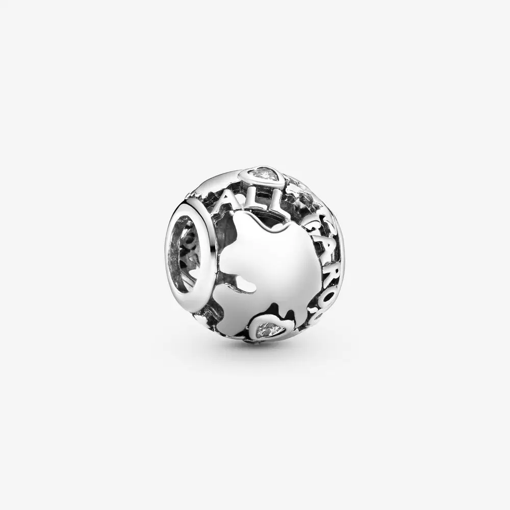 100% 925 пробы серебро по всему миру Шарм Подходит Pandora браслет прозрачный CZ