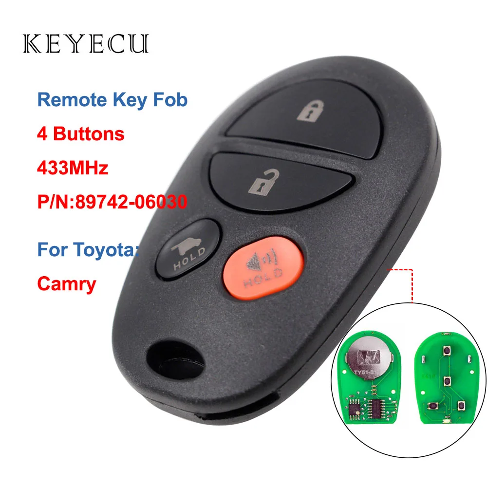 Keyecu 4 кнопки дистанционный ключ брелок от машины 433 МГц для Toyota Camry ACV40 и GSV40 2006 2011