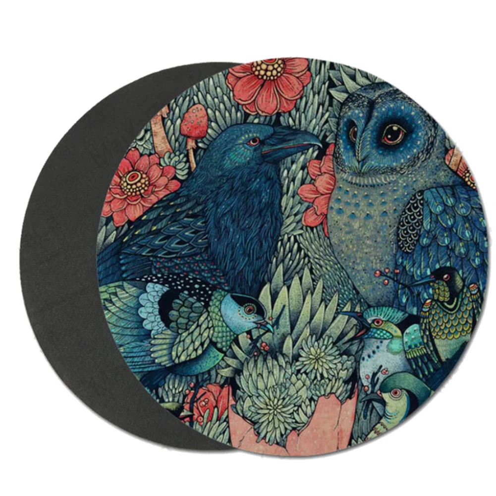 

Durable Easy Clean Gaming Non-Slip Romantic Flowers Custom Design Mouse Pad Desktop Round Shape Rubber Base Smooth Soft Cloth