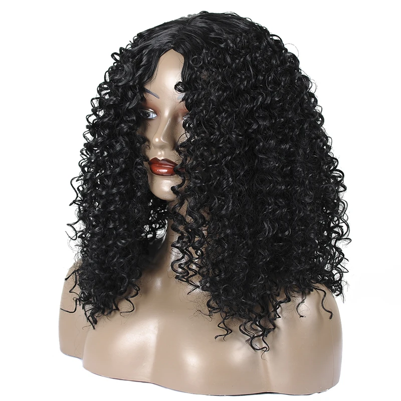 Парики из искусственных волос без шапочки основы короткий кудрявые черный парик