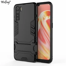 Wolfsay Case For OPPO A91 Cover Slim PC + Soft Rubber Armor Case For OPPO A91 Case Phone Holder Stand Fundas OPPO F15 Bumpers