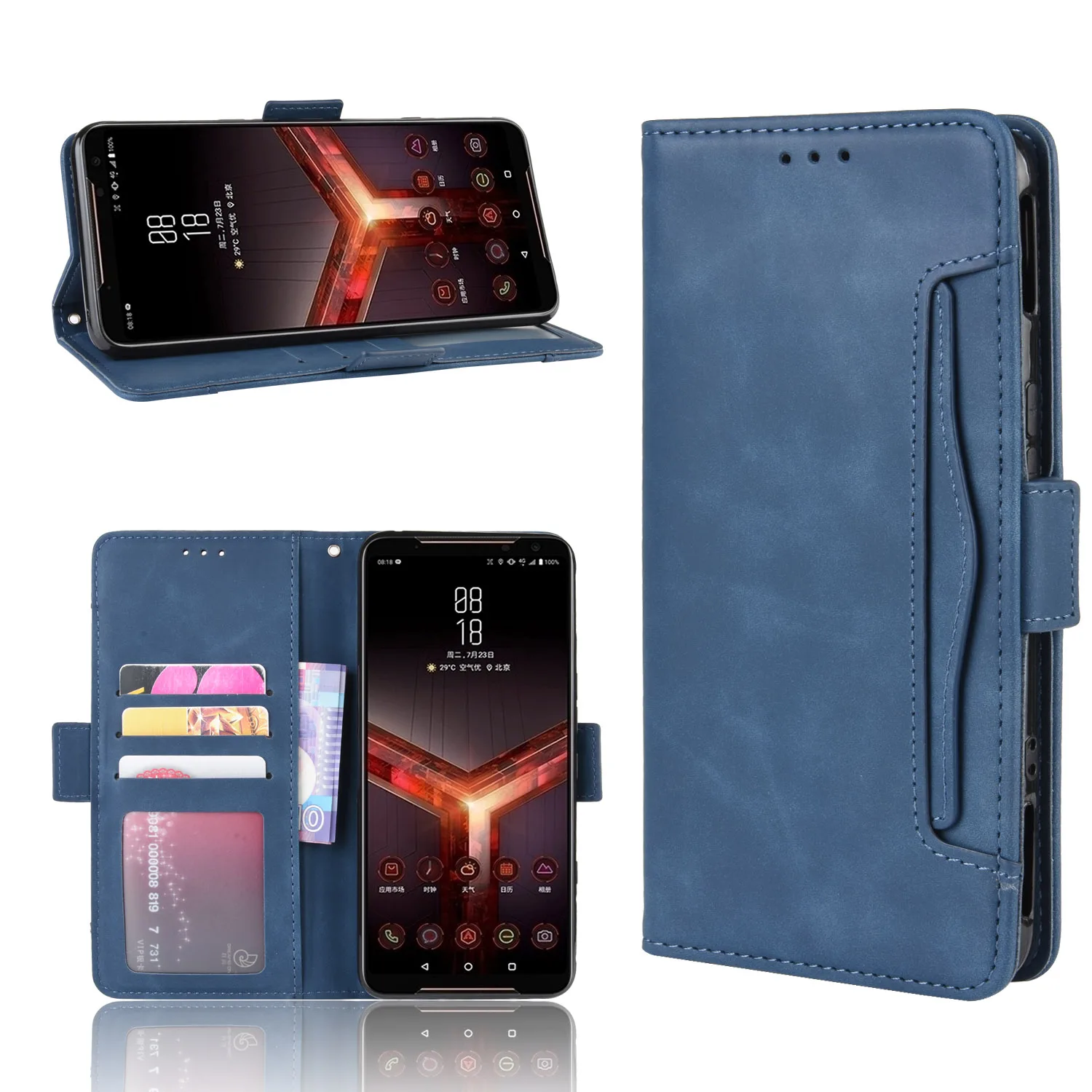 Для Asus ROG Phone II 2 ZS660KL Чехол кожаный роскошный флип кошелек независимый чехол для