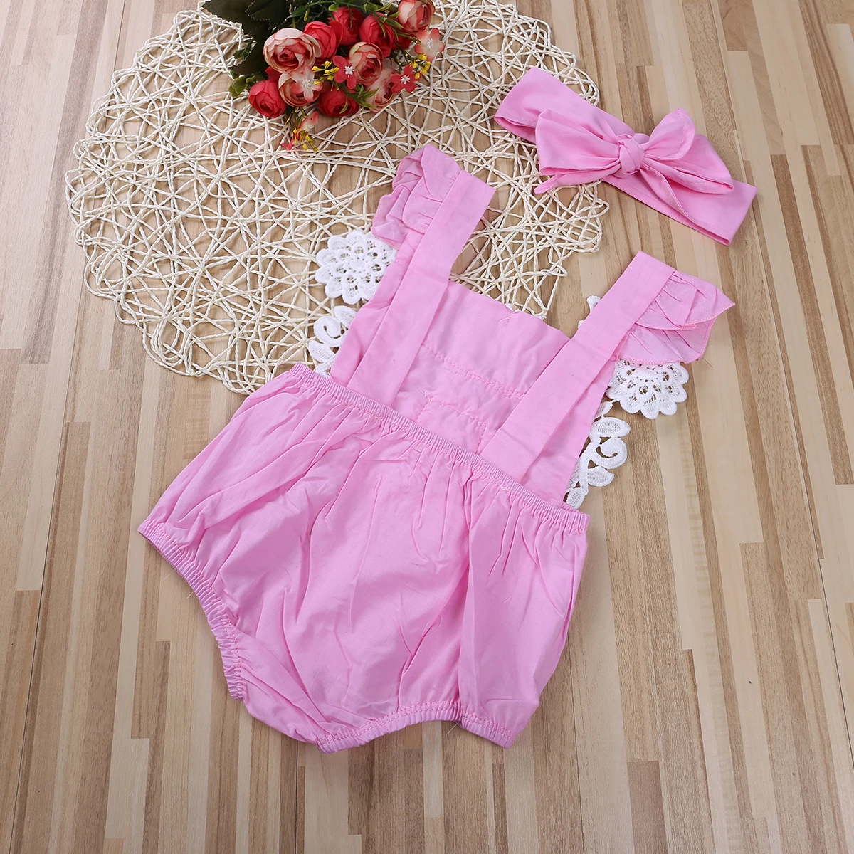 

Emmababy Fashion Girl Clothes Cute Pink Newborn Baby Girls Lace Floral Bodysuit Jumpsuit Sunsuit