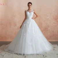 vestidos de noiva princesa wedding dresses ball gown tulle lace applique 2020 sleeveless sweep train cheap bridal gown 100 real