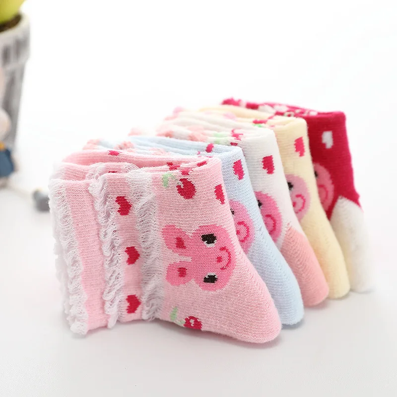 5 пар/лот новые осенние носки для девочек хлопковые кружевные детские
