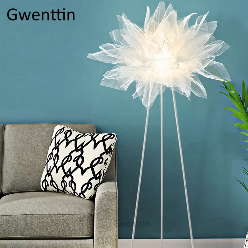 Скандинавский тканевый абажур Напольная Лампа современный светодиодный штатив