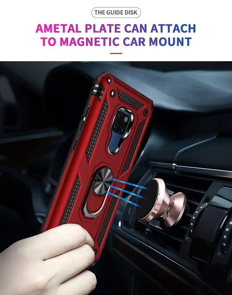 

Phone Case For Huawei Mate 20 X 30 Pro Lite Luxury Car Armor Shockproof Finger Ring Holder Magnet Anti-Fall Kickstand Case Cover