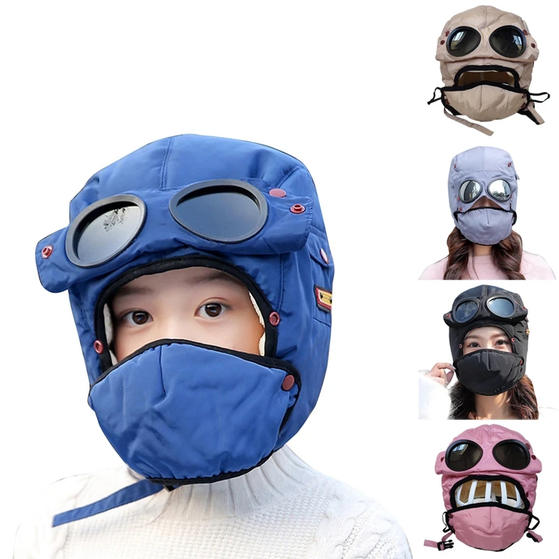 

Модная зимняя плюшевая мужская теплая шапка женская уличная спортивная водонепроницаемая шляпа с крышкой одежда очки крутая Балаклава