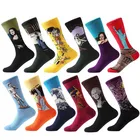 Лидер продаж, звездная ночь, Осень-зима, ретро, женская личность, Искусство Ван Гога, роспись по всему миру, известные мужские носки, веселые масляные Носки Happy