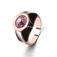 zircon ring mens and womens ring fashion high end octagon inlaid pink luxury jewelry accessories couple anniversary gift