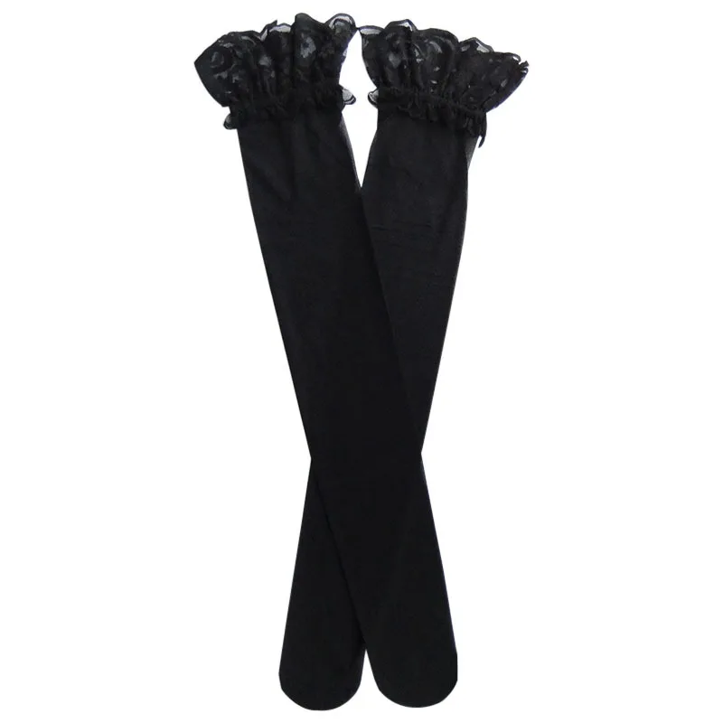 

Women Sexy Stocking Sheer Lace Thigh High Stockings Nets For Women Female Stockings Black White fashion Ladies Sexy Lingerie