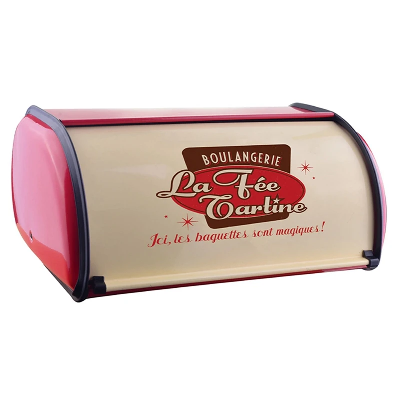 

French Vintage Storage Bin Bread Iron Snack Boxes Small Drum Durable Storage Case For Kitchen Home Decor