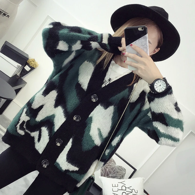 Распродажа модные теплые вязаные кардиганы армейского зеленого цвета с v