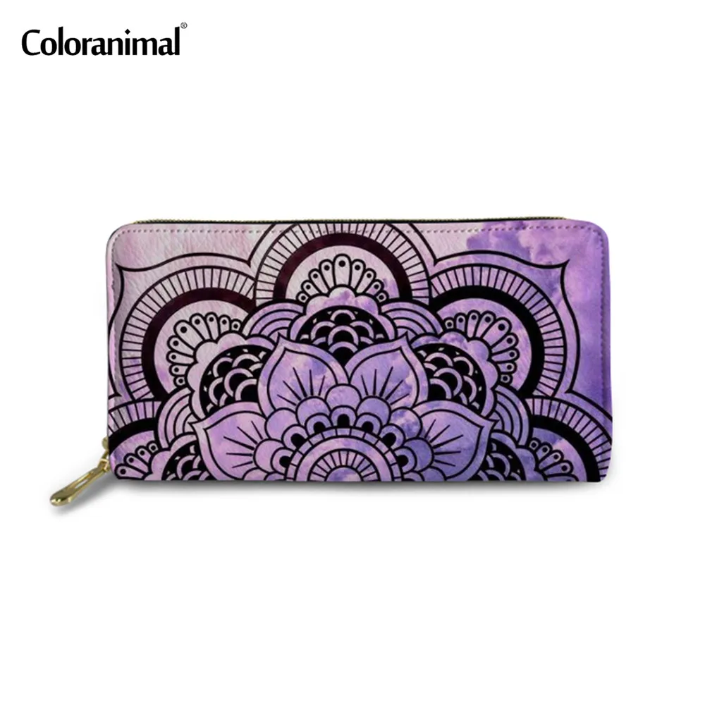 Coloranimal Beautiful Lady Clutch Wallets Bohemian Flower Print PU Purse With Zipper Women's Luxury Money Bag Card Holder Bags | Багаж и