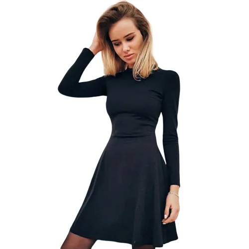Женское платье Vestidos с длинным рукавом Осень Зима стройнящее элегантное вечернее платье темперамент качество мини платье